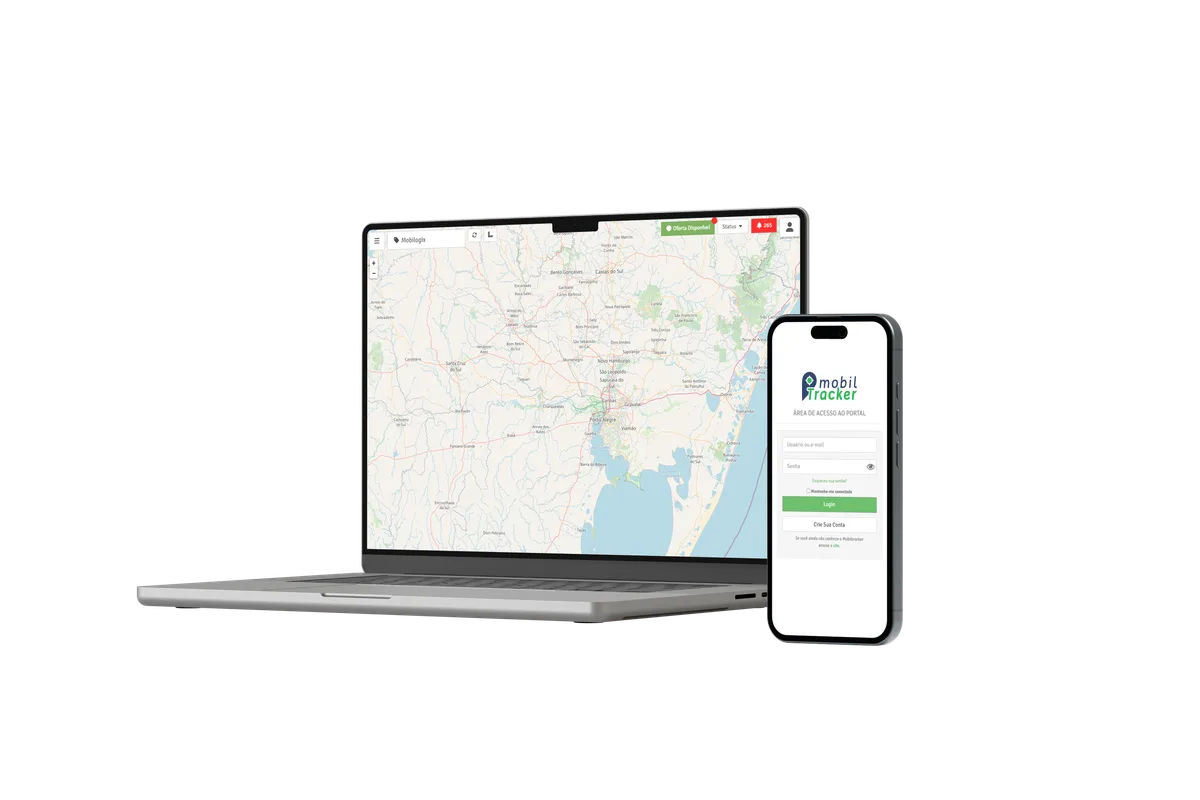 Dashboard MobilTracker mostrando mapa com rastreamento de veículos